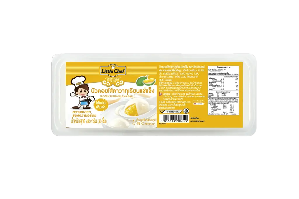 บัวลอยไส้ลาวาทุเรียน 480g (3tr x 10pcs x 16g) - Pack