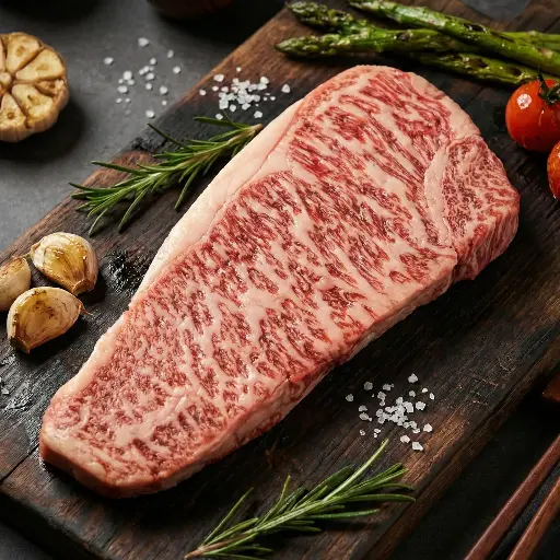 Kagoshima Wagyu A4 Striploin Steak (Portion Cut) เนื้อคาโกชิมาวากิว สตริปลอยน์ A4 ตัดสเต็ค