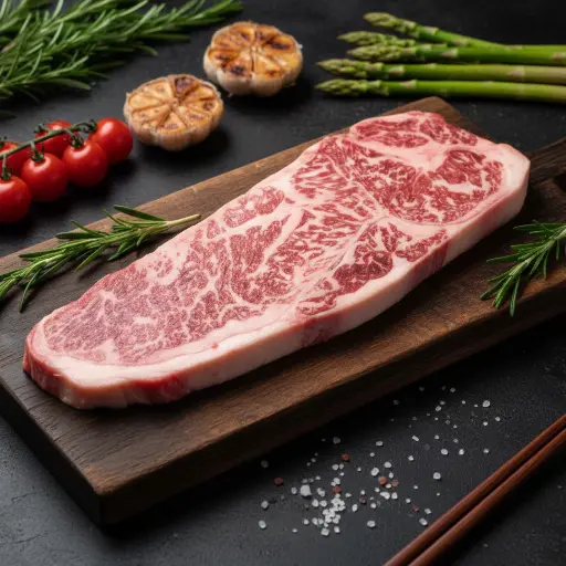 Kagoshima Wagyu A5 Striploin-End Steak (Portion Cut) เนื้อคาโกชิมาวากิว สตริปลอยน์ A5 ส่วนท้าย สเต็ค